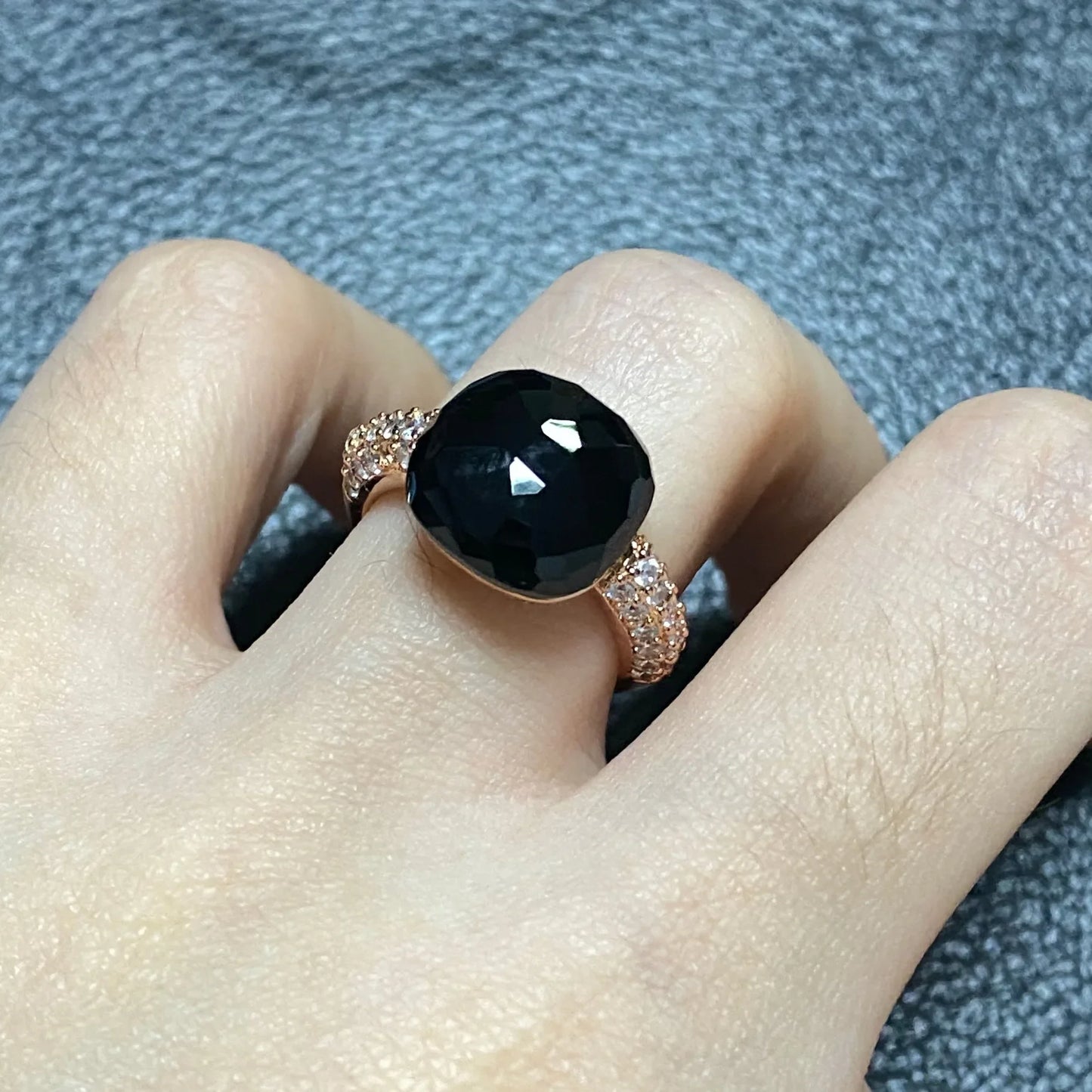 Original Design Pink Crystal Zircon Ring Candy Style Flat Ring for Women Wedding Party Fashion Jewelry Gift