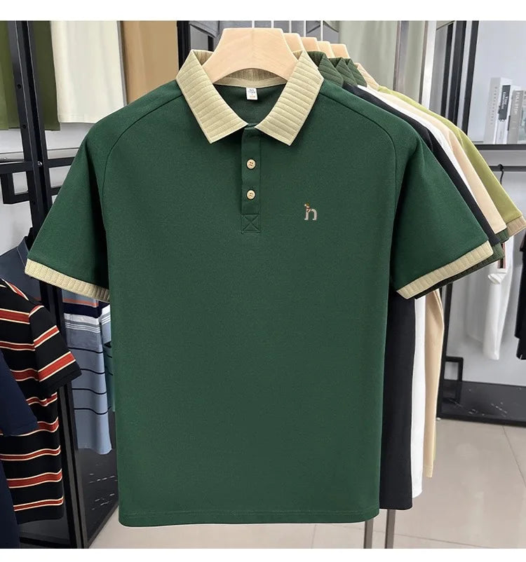 Fashion high-end brand POLO shirt exquisite little dog embroidery lapel T-shirt new comfortable and leisure men's short sleeve