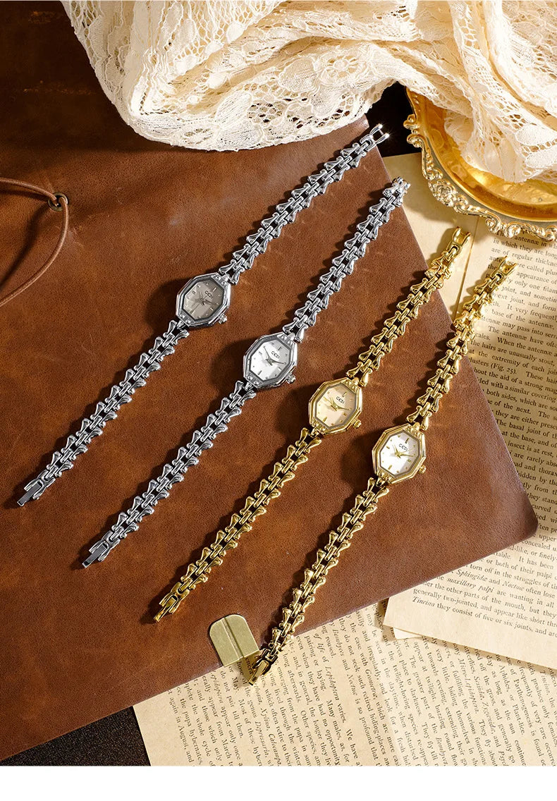 Ladies Watches are Exquisite Light Luxury Retro Metal Bracelets high-end Waterproof Women Fashion Quartz Wristwatches