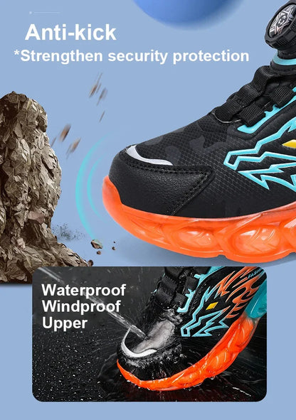 New Anti-skid Leather Kids Sneakers for Boys Running Walking Lightweight Casual Shoes With Fashion Dragon Pattern Shoes