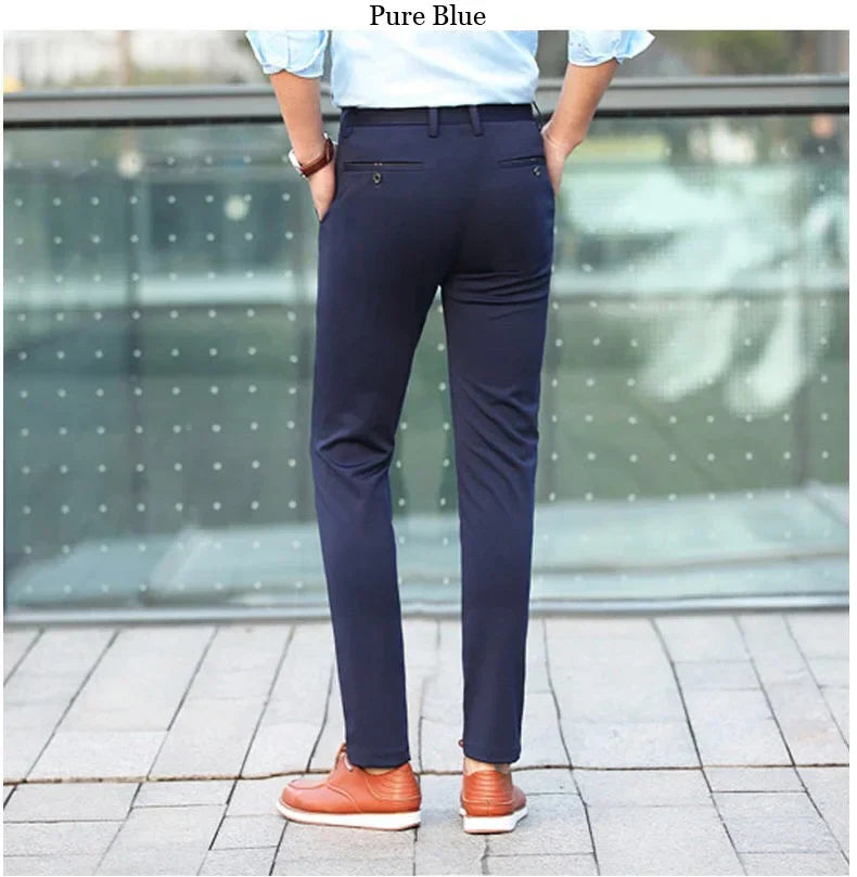 Men‘s Suit Pants Spring and Summer Male Dress Pants Business Office Elastic Wrinkle Resistant Big Size Classic Trousers Male