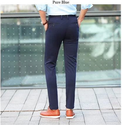 Men‘s Suit Pants Spring and Summer Male Dress Pants Business Office Elastic Wrinkle Resistant Big Size Classic Trousers Male