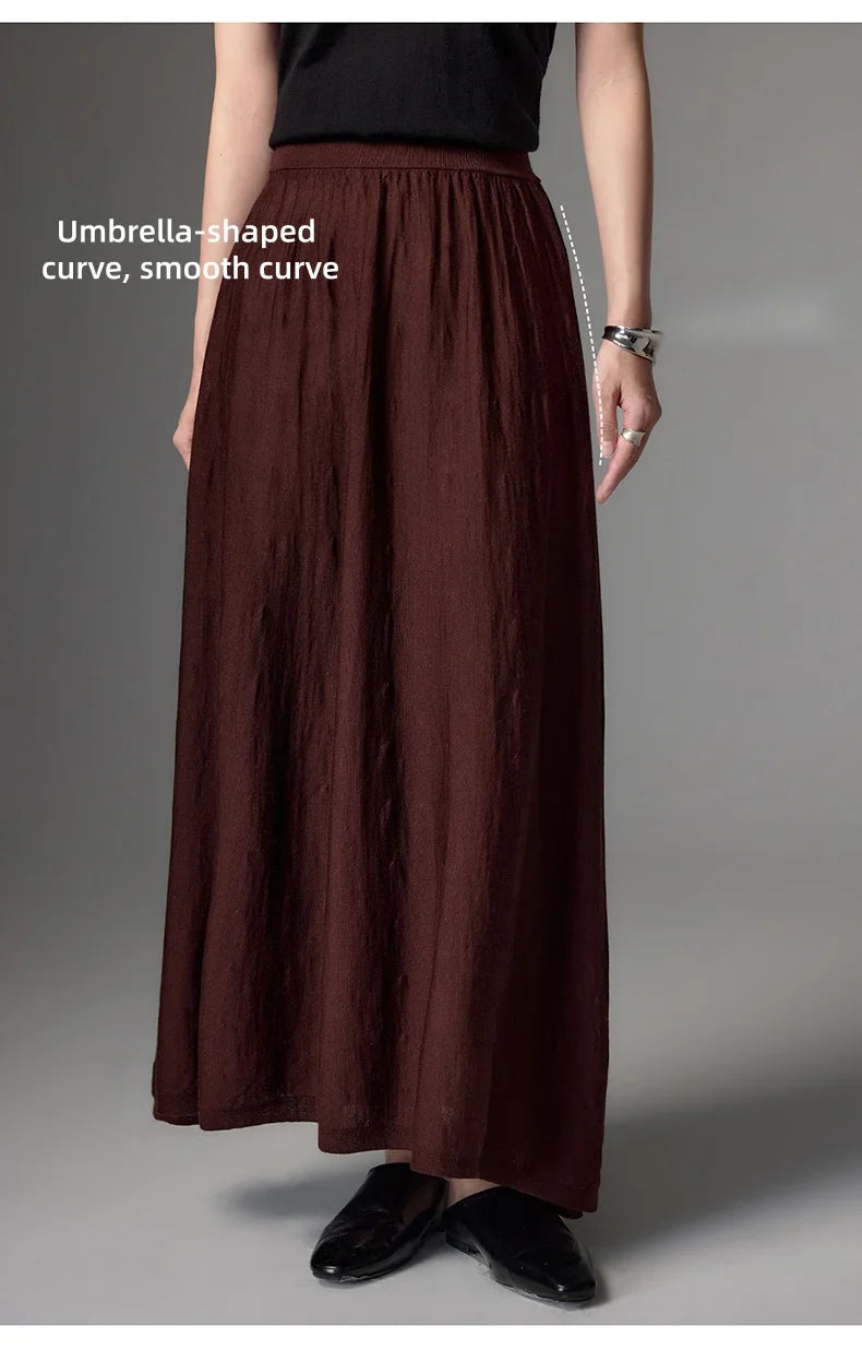High Quality Women's 100% Worsted Wool Skirts Spring Autumn Female Knitwear Thin Lady Bottoms Cozy Clothing Summer Long Dresses
