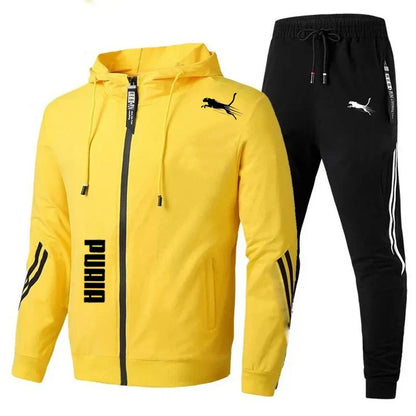 Men's Spring Autumn Tracksuit Set Long Sleeve Hoodie And Joggers 2-Piece Fitness Running Sportswear Casual Clothing