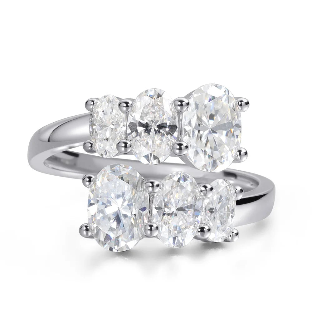 Moissanite Wedding Rings for Women GRA Certified 3.6CT Oval Cut Lab Diamond Fine Jewelry s925 Sterling Silver Ring Gift