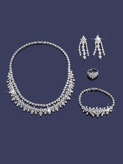 Elegant Necklace Sets for Women Water Drop Cubic Zirconia Layer Jewellery Set Dubai Saudi Bridal Engagement Party Accessory