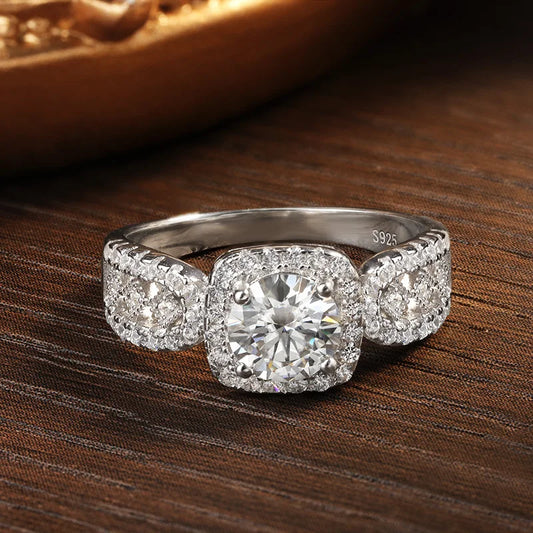 1ct D Color Moissanite Ring for Women GRA Certified Lab Diamond Engagement Wedding Band 925 Sterling Silver Luxury Ring