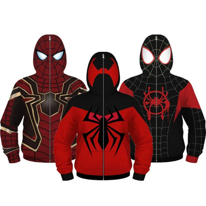 New AnimeSpider Man Iron Man Hoodie Kids Superhero Cosplay Jacket Boys Girls Zipper Star Wars Sweatshirt for Halloween Party