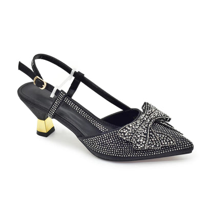 2026 Fashiona Banquet Exquisite Party Top Luxury Pointed Toe Bowtie Bright Diamond Summer Women's High Heels Shoes and Bags Set