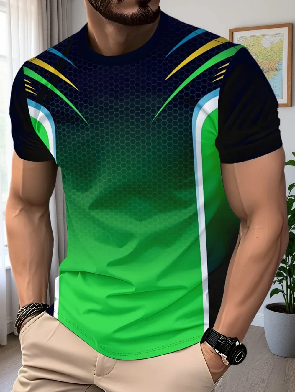 Plus Size Men's 3D Print T-Shirt Summer Casual Round Neck Short Sleeved Top Running Fitness Exercise High-End T-Shirts for Men