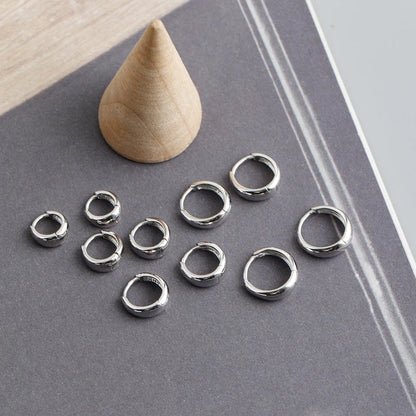 925 Sterling Silver Simple Wide Huggies Gothic Hoop Earrings for Women European Unisex Piercing Rock Jewelry Ear Buckles