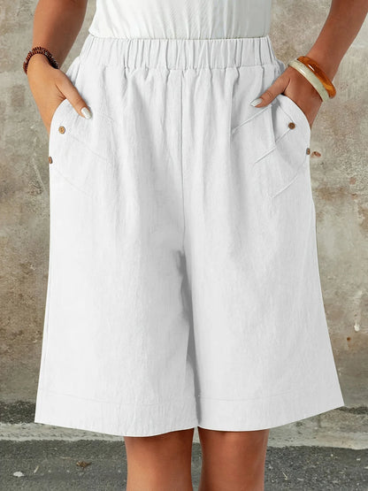 Women's 2025 Summer Shorts - High Waist 5-Inch Casual Lounge Shorts, Solid Color Straight Leg Home & Outdoor Wear