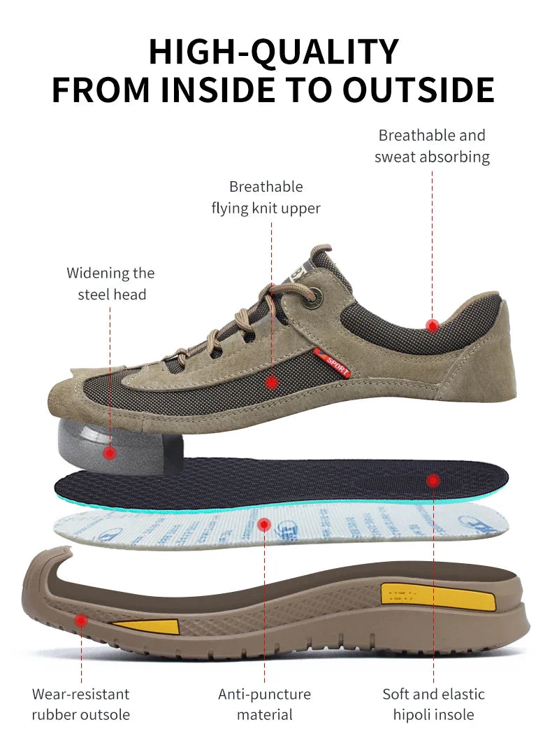 Man Safety Shoes Puncture-Proof Work Sneakers Lightweight Work Shoes Men Steel Toe Shoes Safety Boots Indestructible Shoes