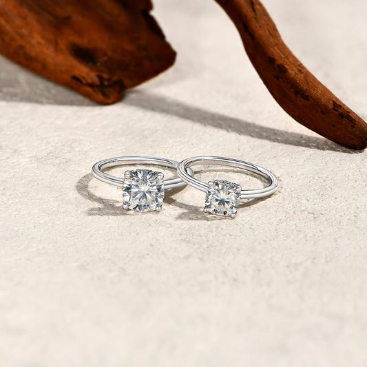 Cushion Cut 1.5ct 2.5ct Moissanite Ring DVVS1 925 Silver 18K Gold Plated For Women Engagement Wedding Band Fine Jewelry