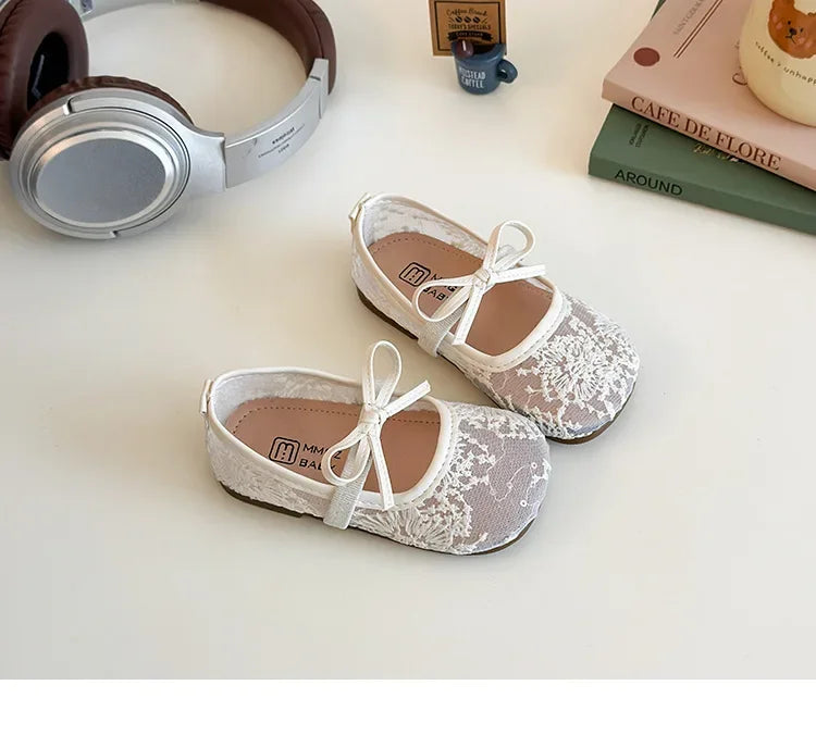 2025 Children Sandals for Girls Summer New Fashion Korean Style Soft Bottom Anti-slippery Versatile Chic Princess Mesh Shoes