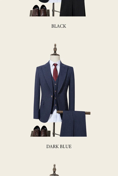 High-quality striped suits for men slim fit luxurious and elegant men's business suit 3-piece set party full men's suit