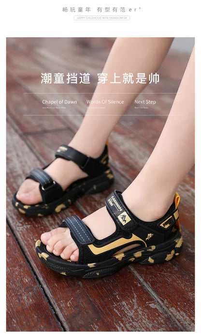 2025 Summer Boys Soft Sandals Fashion Children Shoes Autumn Light Cartoon Sandalias Flat Beach 4-12 Years Old Kids Shoes 12yrs