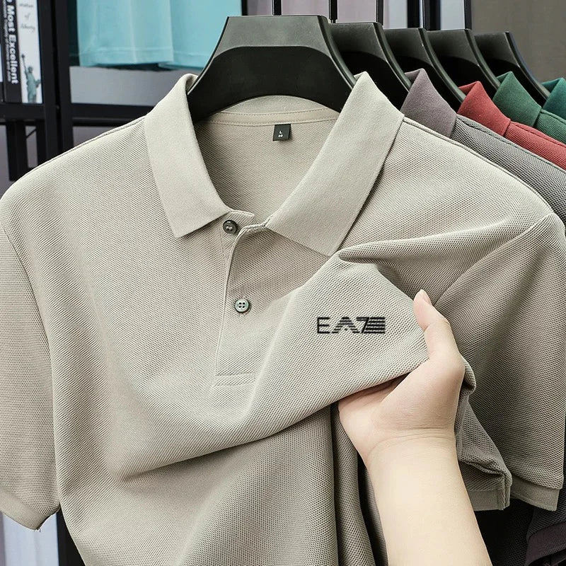 Luxury brand polo shirt short sleeved letter printed men's top summer 100% cotton comfortable breathable casual lapel T-shirt