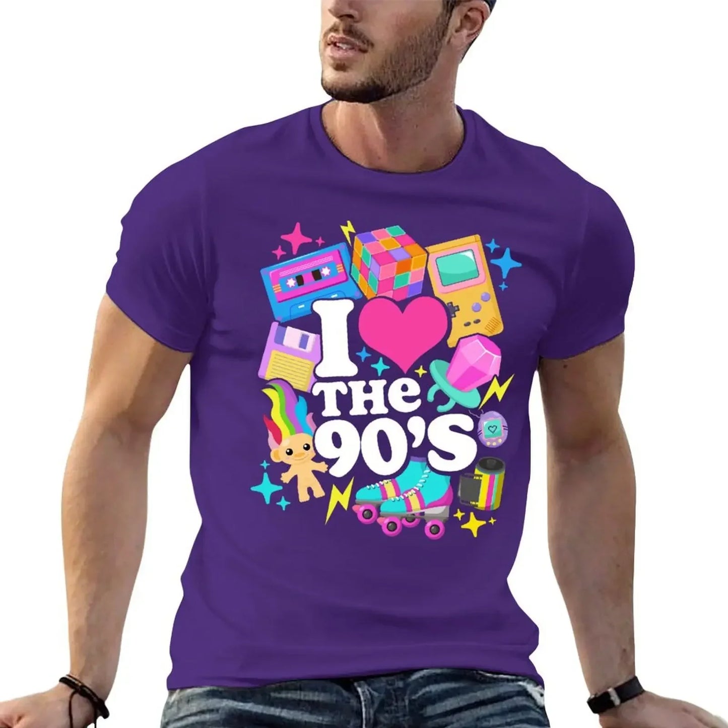 I Love The 90's Retro 90s Costume T-Shirt anime figures summer clothes blue archive mens t shirt