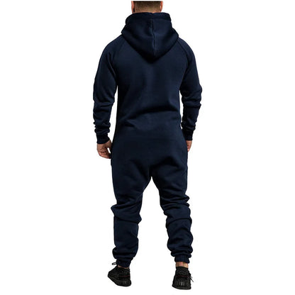 2024 new Sports Men Warm Fleece Onesie Fluffy Lounge Adult  One Piece Male Jumpsuits Hooded Onesies For Adult Running zip suit