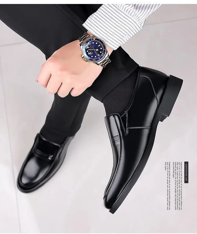 Soft Cowhide Leather Men's Business Shoes Anti-Slip Work Shoes for Middle-Aged And Elderly Fathers Comfortable Breathable Rub...
