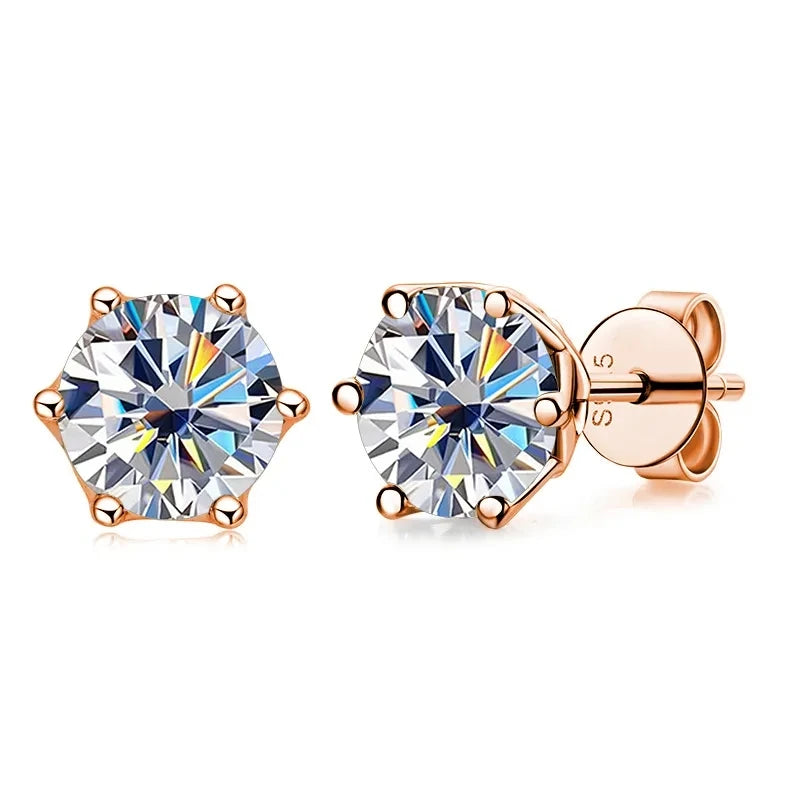 0.5ct-1ct D Color Certified Moissanite Stud Earrings Lab Created Diamond 925 Sterling Silver Gold Plated Wedding Jewelry