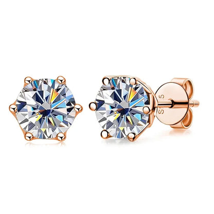 0.5ct-1ct D Color Certified Moissanite Stud Earrings Lab Created Diamond 925 Sterling Silver Gold Plated Wedding Jewelry
