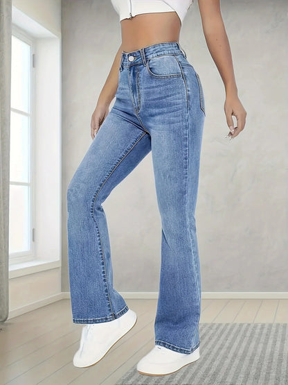 Womens Pants Casual Streetwear High Waist Wide Leg Flared Trousers Loose Fit Comfortable Daily Walking Denim