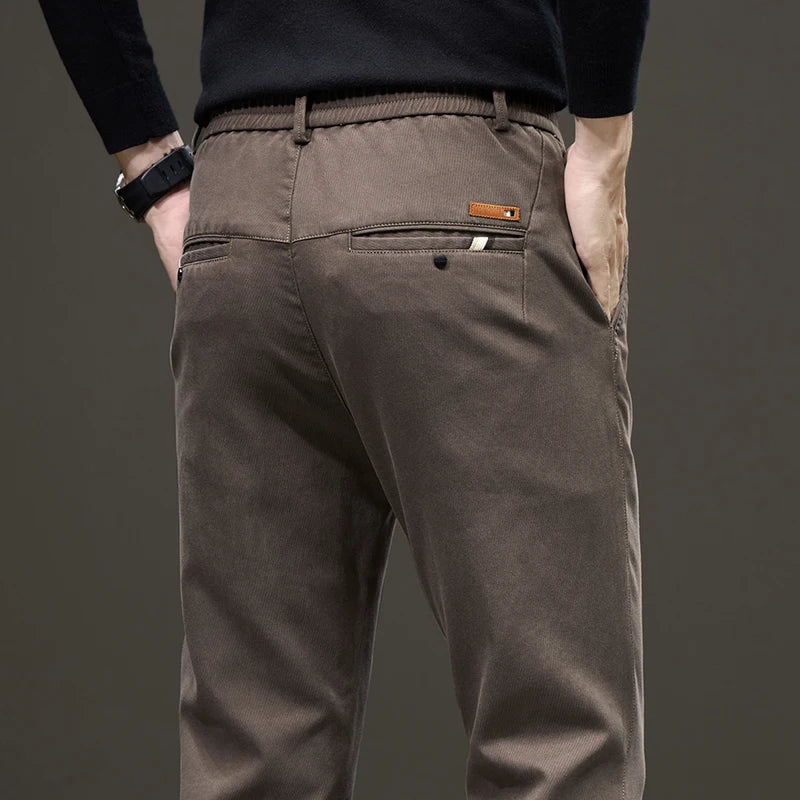 Business Straight Men's Pants Fashion Comfortable Brand Lyocell Soft Trousers Classic Simple Regular Solid Color Slim Pants