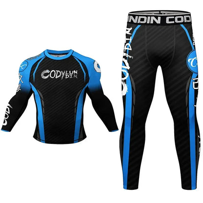 Rashguard MMA T-shirt+Pants Suit Men 4PCS/Set Jiu Jitsu Brazilian Grappling Bjj Boxing Rash Guard Sport Jerseys Fighting Shorts