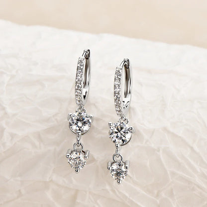 New In 100% Real 0.8 Carat Moissanite Diamond Drop Earrings Women’s S925 Silver Tassel Earring Plated PT950 Fine Jewelry
