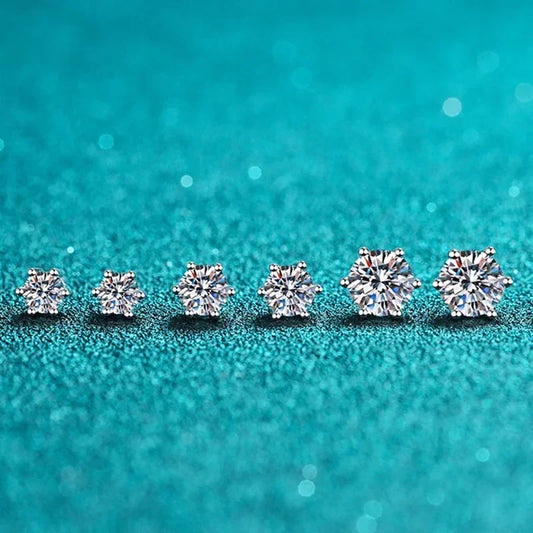 0.1-2 Carat D Color Moissanite Earrings For Women 925 Sterling Silver Ear Studs Sparkling Diamond Wedding Fine Jewelry