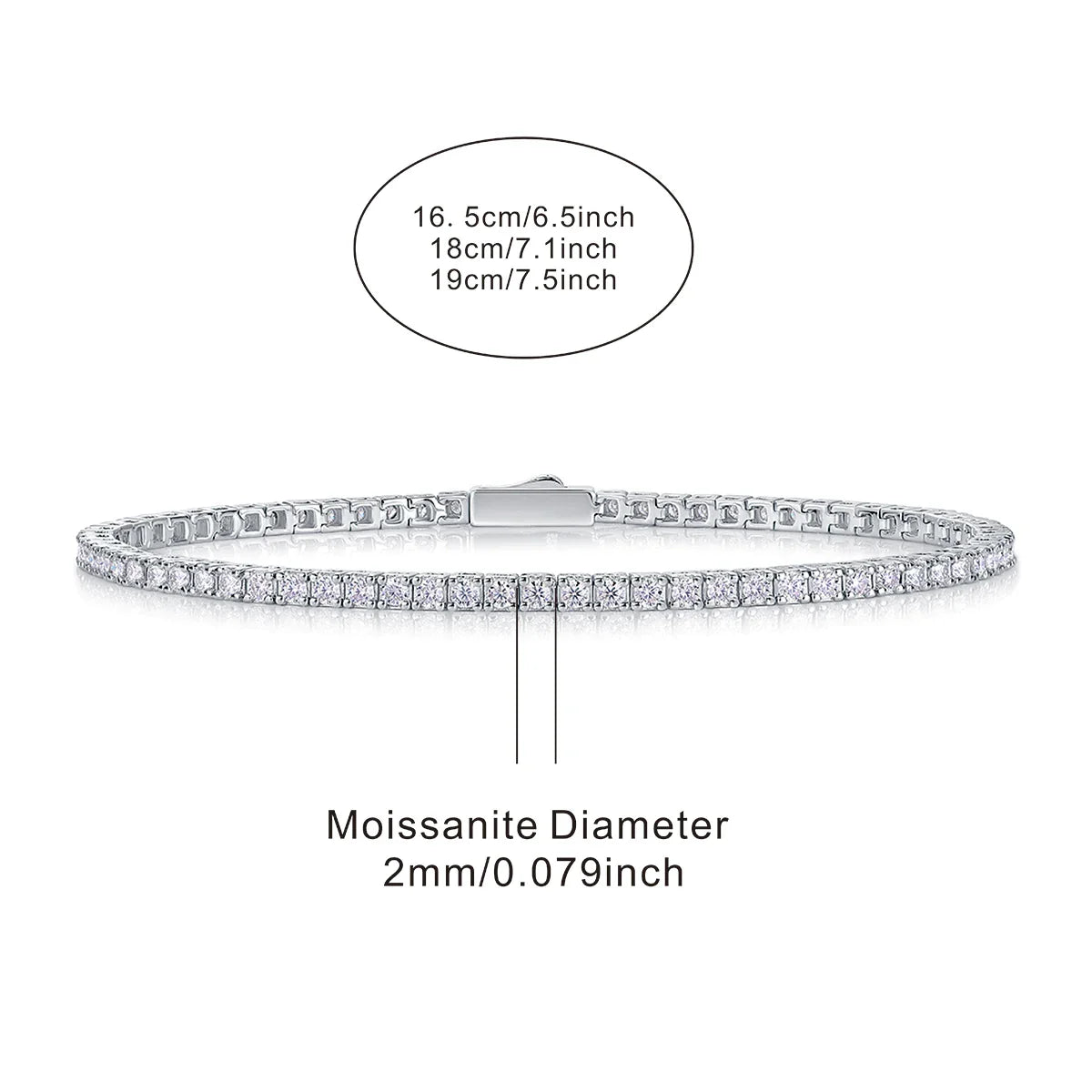 S925 Sterling Silver Moissanite Tennis Bracelet for Women Simple Row Design Elegant Sparkling Jewelry for Daily Wear