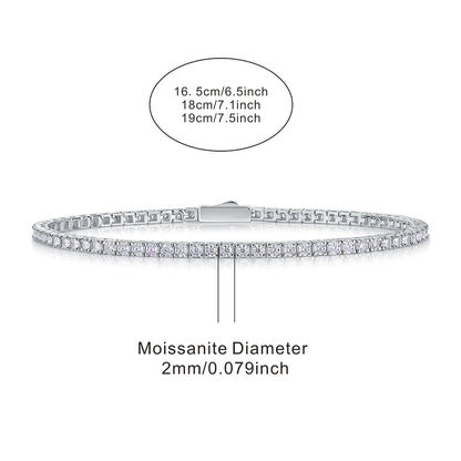 S925 Sterling Silver Moissanite Tennis Bracelet for Women Simple Row Design Elegant Sparkling Jewelry for Daily Wear