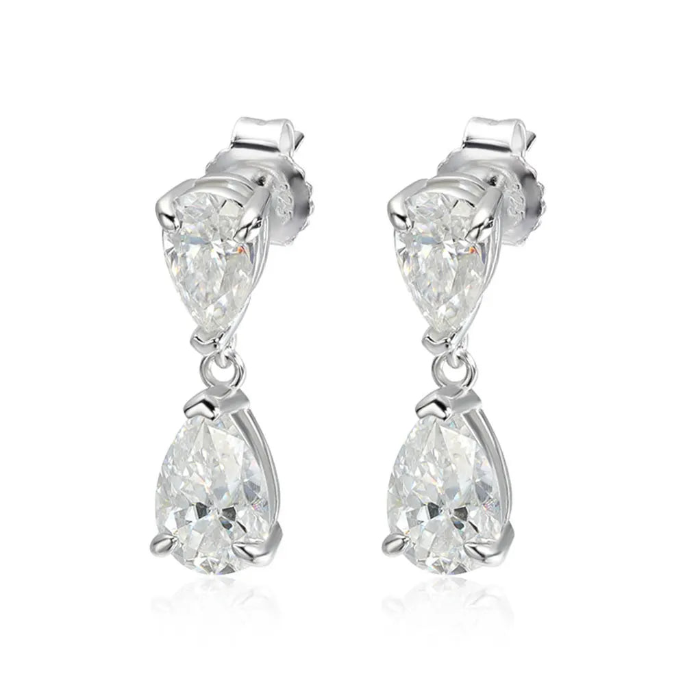 D VVS1 Pear Moissanite Drop Earrings for Women GRA Certified Diamond Solid s925 Silver Plated 18k Gold Wedding Earring