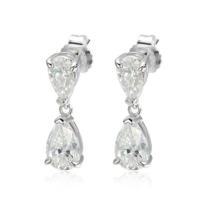 D VVS1 Pear Moissanite Drop Earrings for Women GRA Certified Diamond Solid s925 Silver Plated 18k Gold Wedding Earring