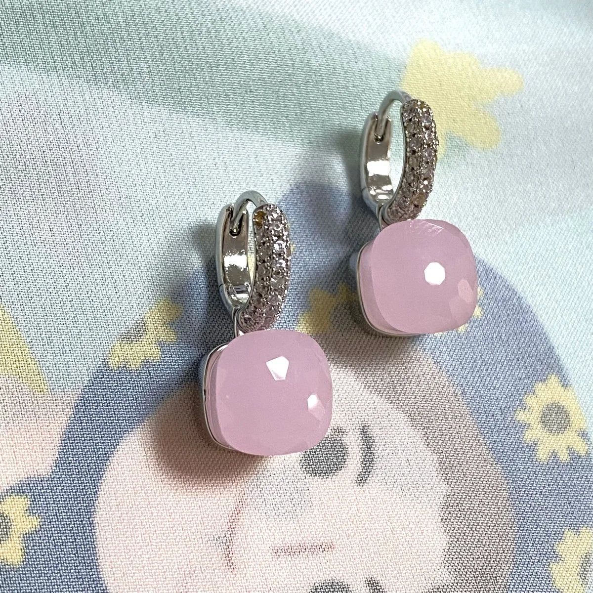 Classic Candy Color Earrings Inlay Transparent Zircon 27Colors Crystal Earrings Platinum Plated Fashion Jewelry For Women