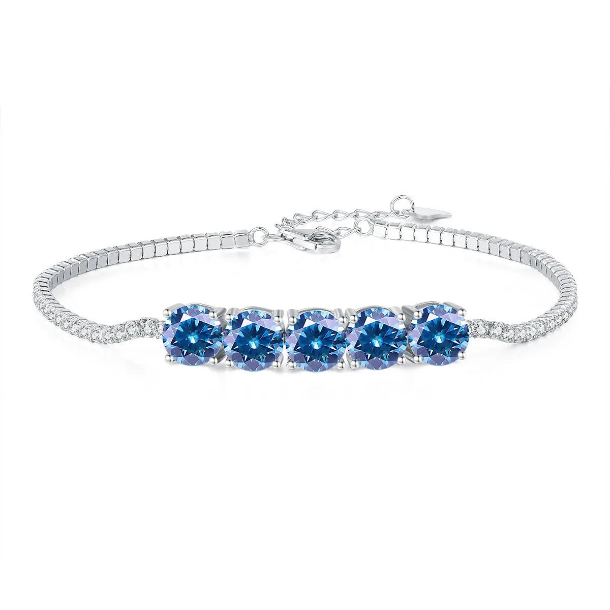Pink Blue Green Moissanite Diamond Link Bracelet 6.5mm 5cttw for Woman 925 Silver Plated 18K Adjustable Chain Bracelets