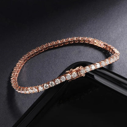 Hidden Spring Buckle Full Moissanite Tennis Bracelet D Color 2/2.5/3/4/5mm Lab Diamond Link Bracelets For Women Man Gift