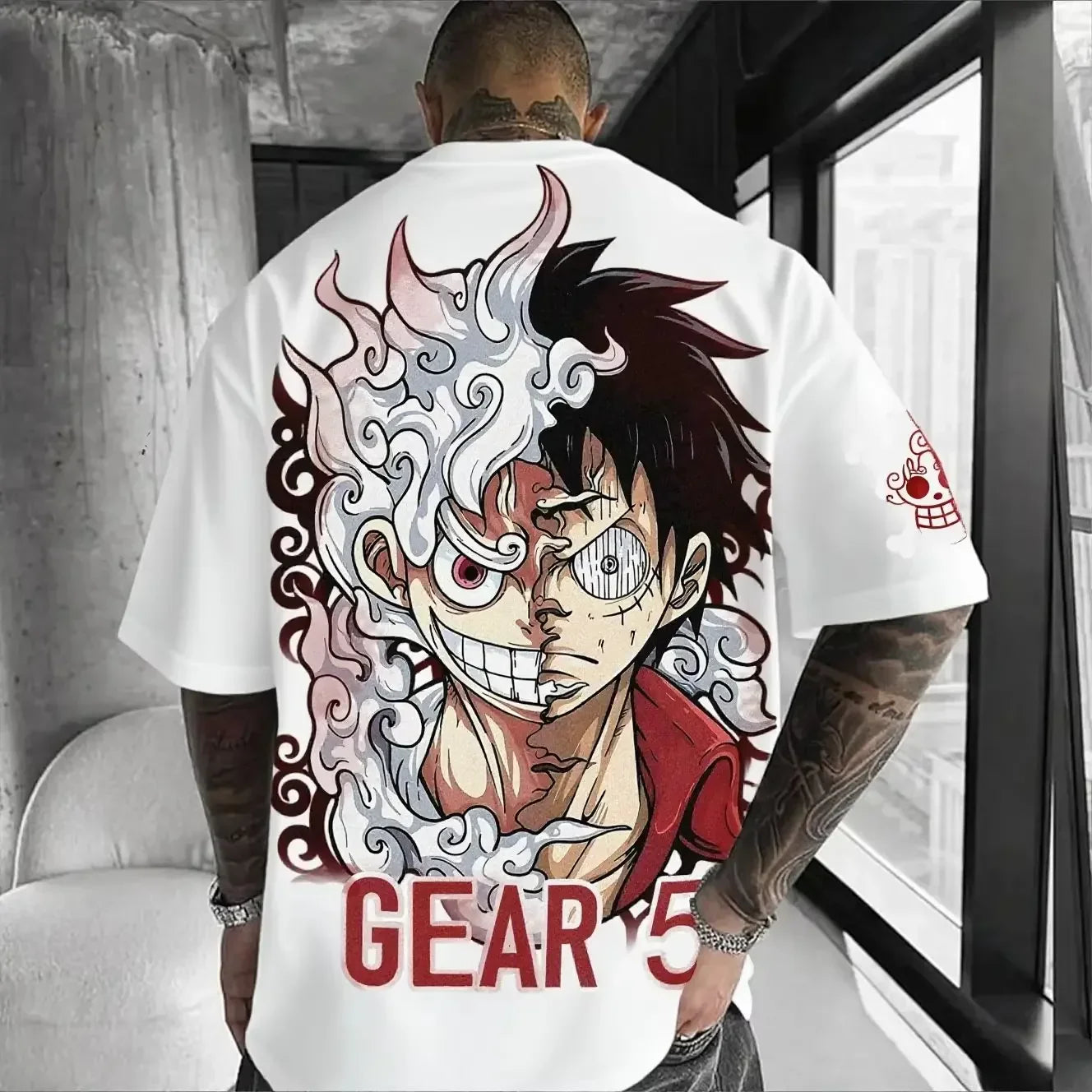 One Piece Luffy Men's T-Shirt Graphic Tee Anime Print Short Sleeve Tee Summer New Oversized Streetwear Anime Cosplay Y2k Clothes