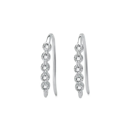 TrustDavis Real 925 Sterling Silver Fashion Dazzling CZ Opening Handmade Ear Hook Earring DIY Accessories Fine Jewelry HY365