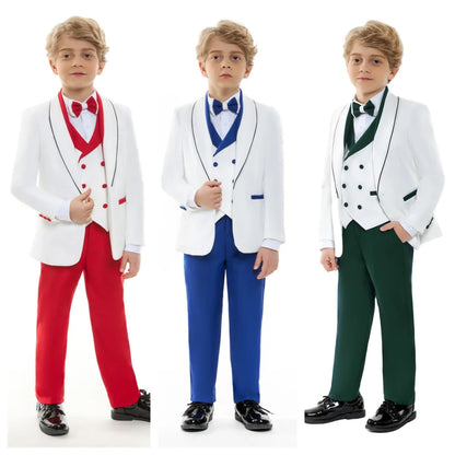 Royal Blue 4 Pieves Smart Boy's Suit Set, Kids Formal Tuxedo Jacket Vest Pants Bow-tie 24 Hours Ship Wedding Ring Bear Piano