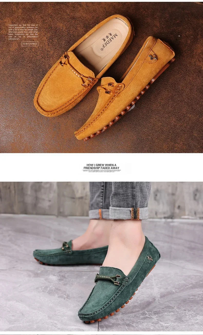 Sapatos Mocassim Masculinos de Luxo Tam. 48, Loafers de Couro Camurça Masculinos, Sapatos Mocassins Slip-on Antiderrapantes para Dirigir para Homens