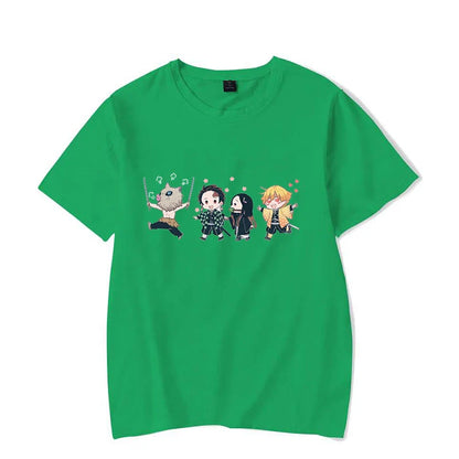 Hot Anime Kamado Tanjirou Kamado Nezuko Agatsuma Zenitsu Hashibira Inosuke Printed T-shirts Women Men Short Sleeve Summer Shirts