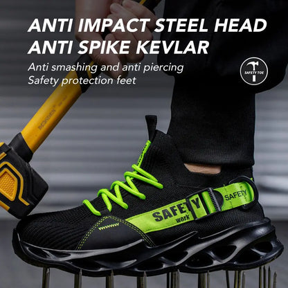 Men's Steel Toe Safety Shoes Anti Crush And Piercing Fashionable Breathable Sock Shoes Outdoor Unisex Work Footwear