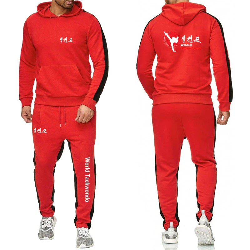 2025 WTF World Taekwondo Federation Men's New Solid Color Sweatshirt Set Casual Long-sleeved Hoodies +Sport Long Pants Suit