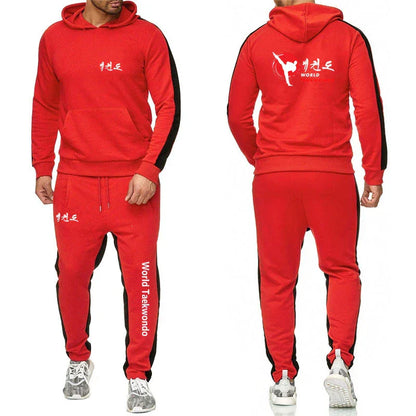 2025 WTF World Taekwondo Federation Men's New Solid Color Sweatshirt Set Casual Long-sleeved Hoodies +Sport Long Pants Suit