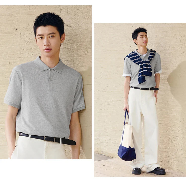 Polo Shirt Men Moisture Wicking Solid Color Short Sleeve T-Shirt 2025 Summer New Slim Fit Top for Active Wear