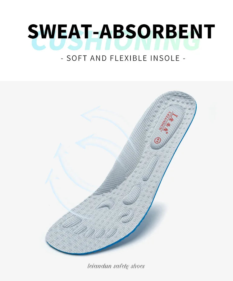 Men's Summer Breathable Safety Shoes Anti-smash Puncture-Proof Work Sneakers Fashion Footwear Comfortable Work Boots