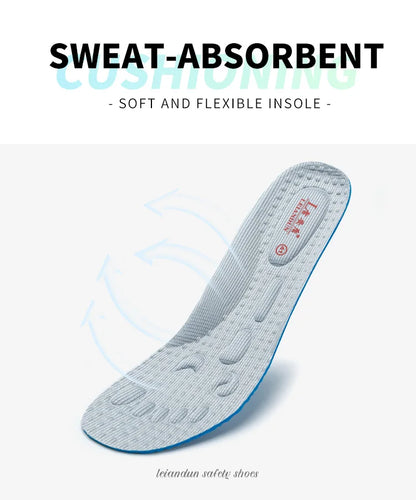Men's Summer Breathable Safety Shoes Anti-smash Puncture-Proof Work Sneakers Fashion Footwear Comfortable Work Boots